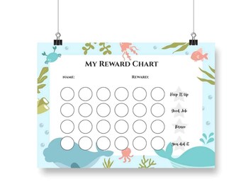 Kids Reward Chart Sea Version| Behavior support | Daily Routine | Chore tracking| Positive Reinforcement