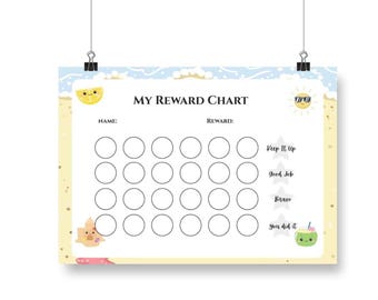Kids Reward Chart Beach Version| Behavior support | Daily Routine | Chore tracking| Positive Reinforcement