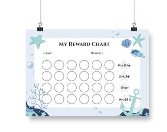 Kids Reward Chart Ocean Version| Behavior support | Daily Routine | Chore tracking| Positive Reinforcement