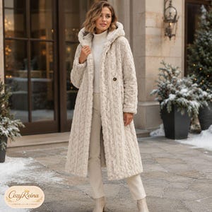 Women's Long Fluffy Teddy Coat, Hooded Maxi Fleece Jacket, Warm Winter Gift For Her