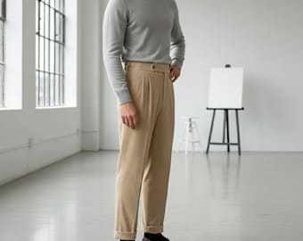 Pantalones de pana para hombre: rectos y plisados, estilo vintage, para vestir en otoño e invierno.