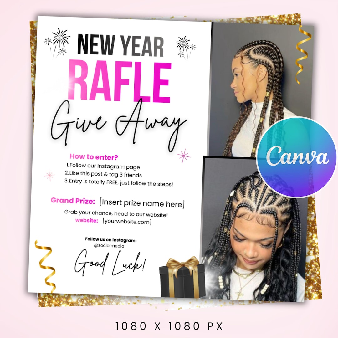 Hair Raffle Raffle Giveaway Flyer, Prize Flyer, New Year Raffle Flyer, Contest ...