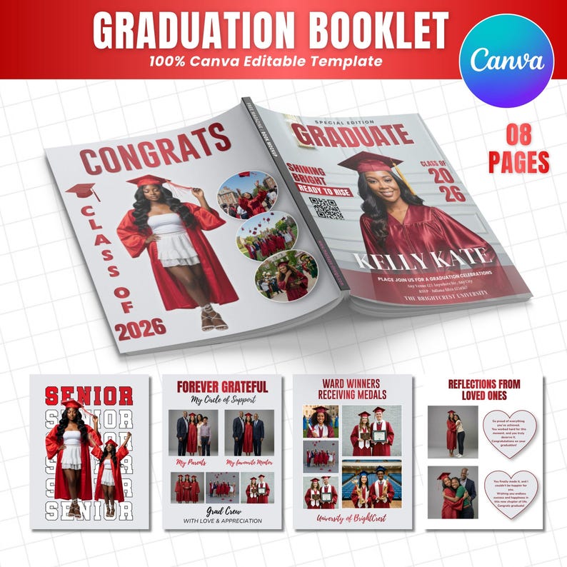 Graduation Activity Booklet Editable Canva Template: Senior Grad ...
