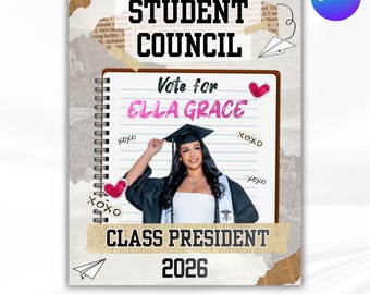 Student Council Campaign Flyer Template, School Election Flyer, Council Flyer, School Election Poster, Editable Canva Poster