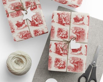 Papel de regalo navideño vintage, papel de regalo victoriano de Papá Noel, papel de regalo navideño de estilo antiguo, diseño retro, ecológico.