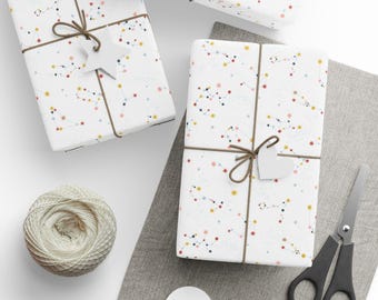 Papel de regalo con estrellas celestiales: papel de regalo con constelaciones, diseño espacial y galáctico, ideal para cumpleaños y festividades, papel artístico ecológico.