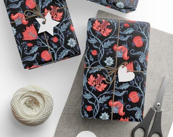 Papel de regalo vintage floral, papel de regalo inspirado en chintz, flores encantadas, diseño toile, papel de regalo para fiestas y cumpleaños, acabado mate o brillante.