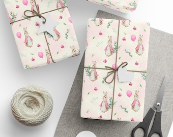 Peter Rabbit Wrapping Paper, Flopsy Bunny Gift Wrap, Children's Birthday & Holiday Gift Wrap, Elegant Matte and Glossy Finish, Animal Theme