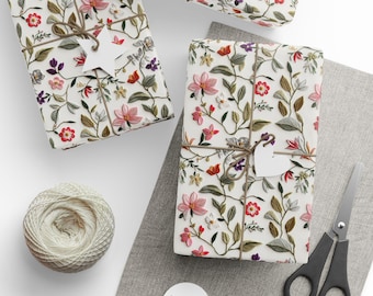 Papel de regalo con motivos florales 3D, papel de regalo bordado, papel de regalo, papel de regalo, papel de regalo floral, ecológico