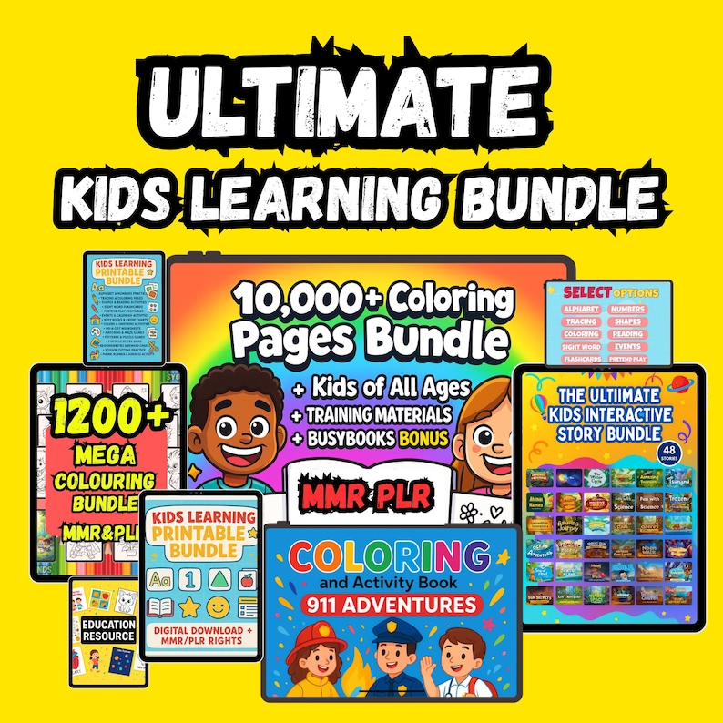 Kids Learning Bundle, Coloring & Story Books, PLR MRR (digital Download ...