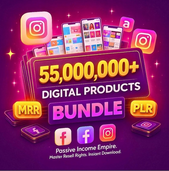 55 Million+ PLR MRR Digital Products Mega Bundle | Resellable eBooks, Courses & Templates | Digital Download
