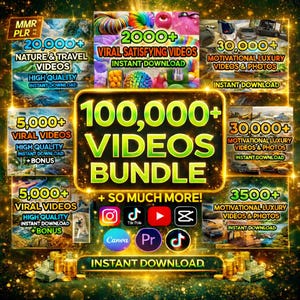 Plus de 100 000 bobines virales Bundle PLR MRR, contenu animé IA, bobines virales, TikTok, Instagram, YouTube