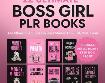 22 Boss Babe eBook Bundle PLR MRR Editable Canva Templates