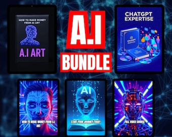Paquete de IA Mega, ebook PLR y MRR, curso en video, chat GPT y mucho más (descarga digital)