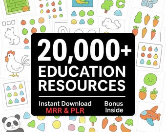 20,000+ Kids Learning Activities Bundle: Coloring Books, Homeschool Printables (PLR MRR)