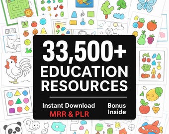 Kids Learning Activities Bundle: Coloring Books, Worksheets (PLR, MRR)