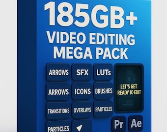 185 GB+ videobewerkingsbundel: LUT's, SFX, sjablonen - Premiere Pro, CapCut, After Effects digitale download