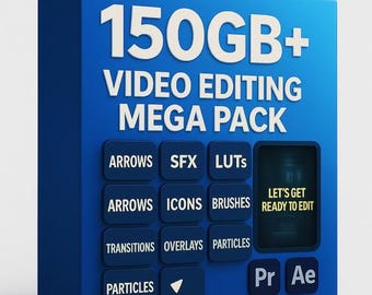 150 GB+ videobewerkingsbundel: LUT's, SFX, sjablonen - Premiere Pro, CapCut, After Effects digitale download