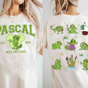 Two-Sided Disney Tangled Emotions Of Pascal T-shirt, Disney Princess Rapunzel Tee, Magic Kingdom Disneyland Family Holiday 2025 Trip