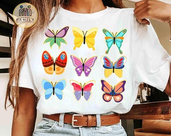Coquette Disney Princess Butterfly Custom Shirt, Disney Girl Trip Outfits, Disneyland Aesthetic Tee, Disney Ariel Belle Cinderella Tiana Tee