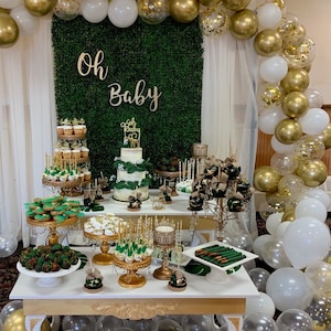 Letrero de madera Oh Baby Gold para decoración de baby shower: letras grandes de madera para decoración de mesas de baby shower o decoración de paredes con letras