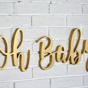 Groot gouden bord Oh Baby voor babyfeestdecor, kraamcadeau