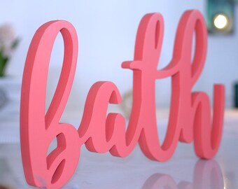 Bath Sign Rustic wooden letters bathroom wall decor Home decor wooden sign bath Bathroom Wall  Signs Farmhouse decor Cutout Words Signs