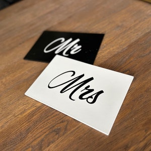 Mr and Mrs Signs for Wedding  Chairs Decor, Mr & Mrs Chair Signs, Black and White Mr and Mrs Signs