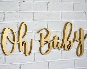 Oh Baby large gold sign for baby gender reveal party decor, Baby shower gift