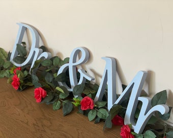 Wedding sign set Dr and Mrs or Dr&Mr or Dr and Dr. Sweetheart table decor wooden signs.
