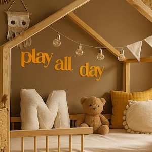 Playroom Wall Sign, Play all day wall decor letters, Playroom wall decor, Kids room wall art, PLAY wall sign, Nursery wall letters