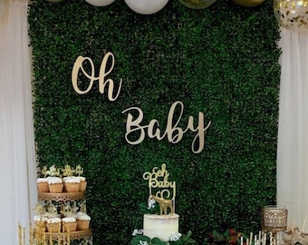 Baby Shower Sign Oh Baby - Hanging Sign Decor - Baby Letters Sign - Gender Reveal Party - Cutout Wood Signs - Gold Decor - Baby Pink - 10mm