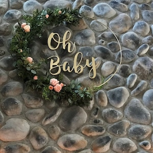 Baby shower backdrop Oh Baby wood sign or shower decor cut out wooden letters Welcome Baby