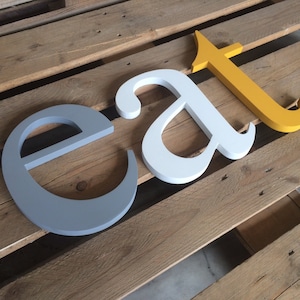 Arte murale per cucina EAT lettere grandi, cartello in legno eat giallo grigio bianco cartello eat per cucina. Cartelli per cucina. Decorazione murale per cucina. Arte per cucina.