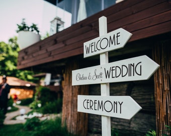 Personalized Arrow Directional signs for wedding. Wedding Decor Signs, Reception signs