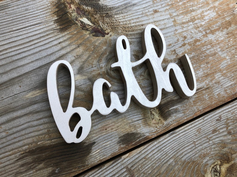 Bath Sign / Farmhouse Sign / Bathroom Signs Wooden Letters / Cutout ...