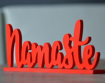 Namaste yoga sign on base, Yoga Home decor, Standing Namaste sign for home decor or yoga studio, Gift idea for yoga lovers, Home yoga decor