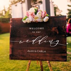 Custom wooden sign Welcome to our wedding, Personalized wedding sign decoration, Garden wedding decor, Any text wooden sign