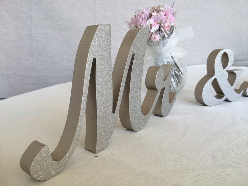 Mr & Mrs Top Table Wedding Sign Wedding Decoration. Glitter Etsy