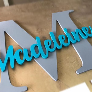 Girls or Boys Room Large Wooden Letter, Initial with Name sign for Nursery Wall Decor. Custom nursery decor, Kids room cutout, Monogram