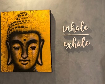 Yoga studio wall decor, Inhale Exhale Wooden Letters, yoga lover Gift,  Wall Art, Relaxation Sign, Inhale Exhale Signs, Meditation signs