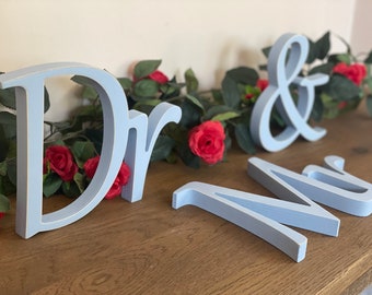 Wooden wedding signs Dr & Mrs wedding table decoration. Wooden letters Mrs and Dr. Doctor wedding gift