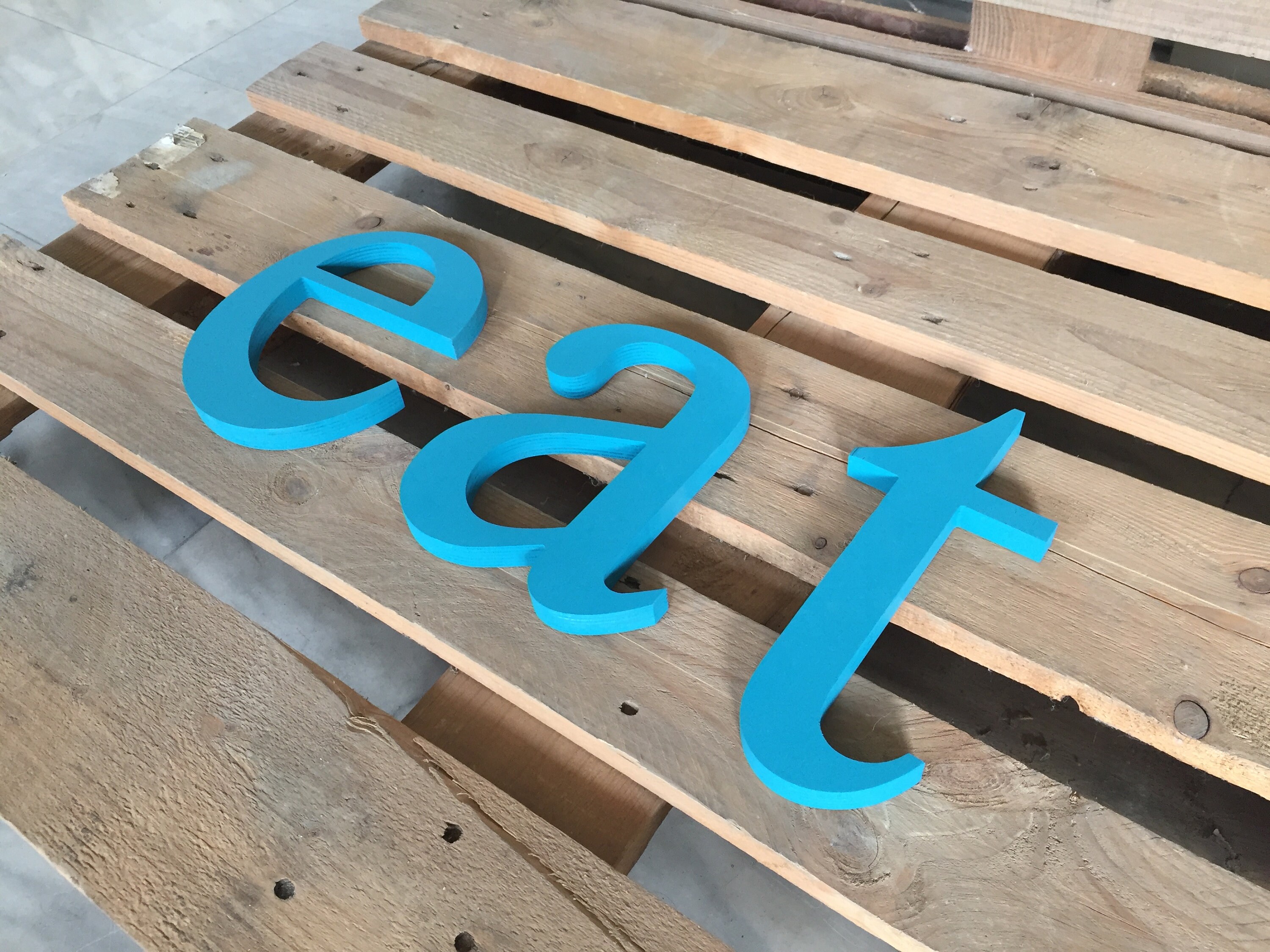 Kitchen Wall Art EAT Large Letters, Eat Wood Sign Yellow Grey White Eat ...