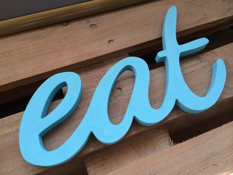 Kitchen Wall Decor rustic wood sign EAT. Wood Sign. Letters for kitchen. Eat Sign for Kitchen, Eat Cutout, Rustic Eat Sign Kitchen Art. image 3