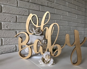 Wooden letters Oh Baby large wood sign baby shower backdrop or shower decor cut out letters Welcome Baby sign Oh Boy Oh Girl Photo Prop Sign