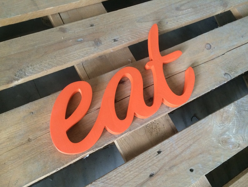 Kitchen Wall Decor rustic wood sign EAT. Wood Sign. Letters for kitchen. Eat Sign for Kitchen, Eat Cutout, Rustic Eat Sign Kitchen Art. image 2