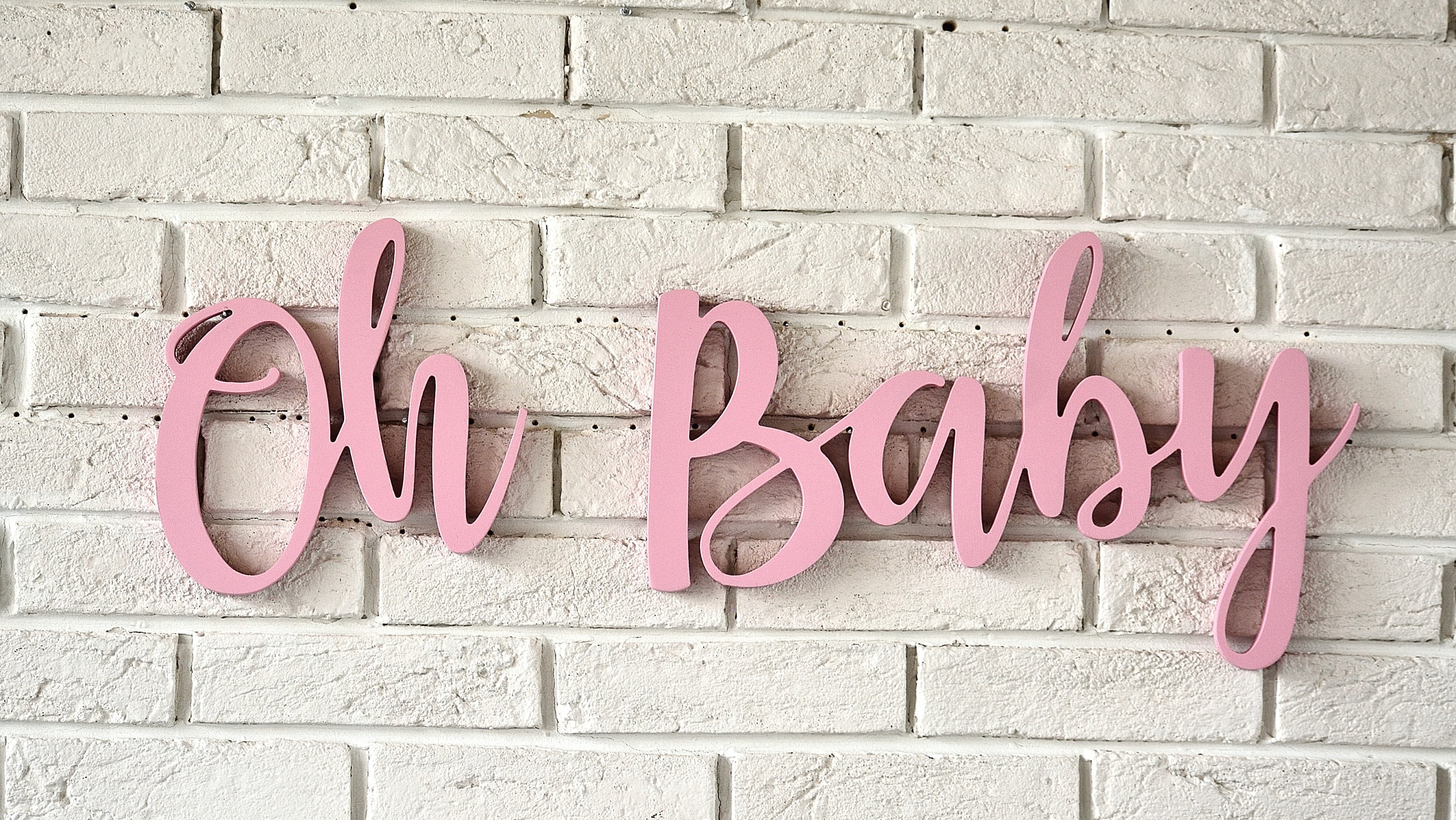 Oh Baby Wood Sign Large Letters Pink or Blue Gender Reveal Etsy UK