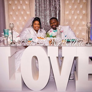 Custom Last Name Sign Mr and Mrs, Family Name Sign, Wedding Tabletop, Sweetheart Table Sign, Wood letters, Centerpieces for Wedding and Home