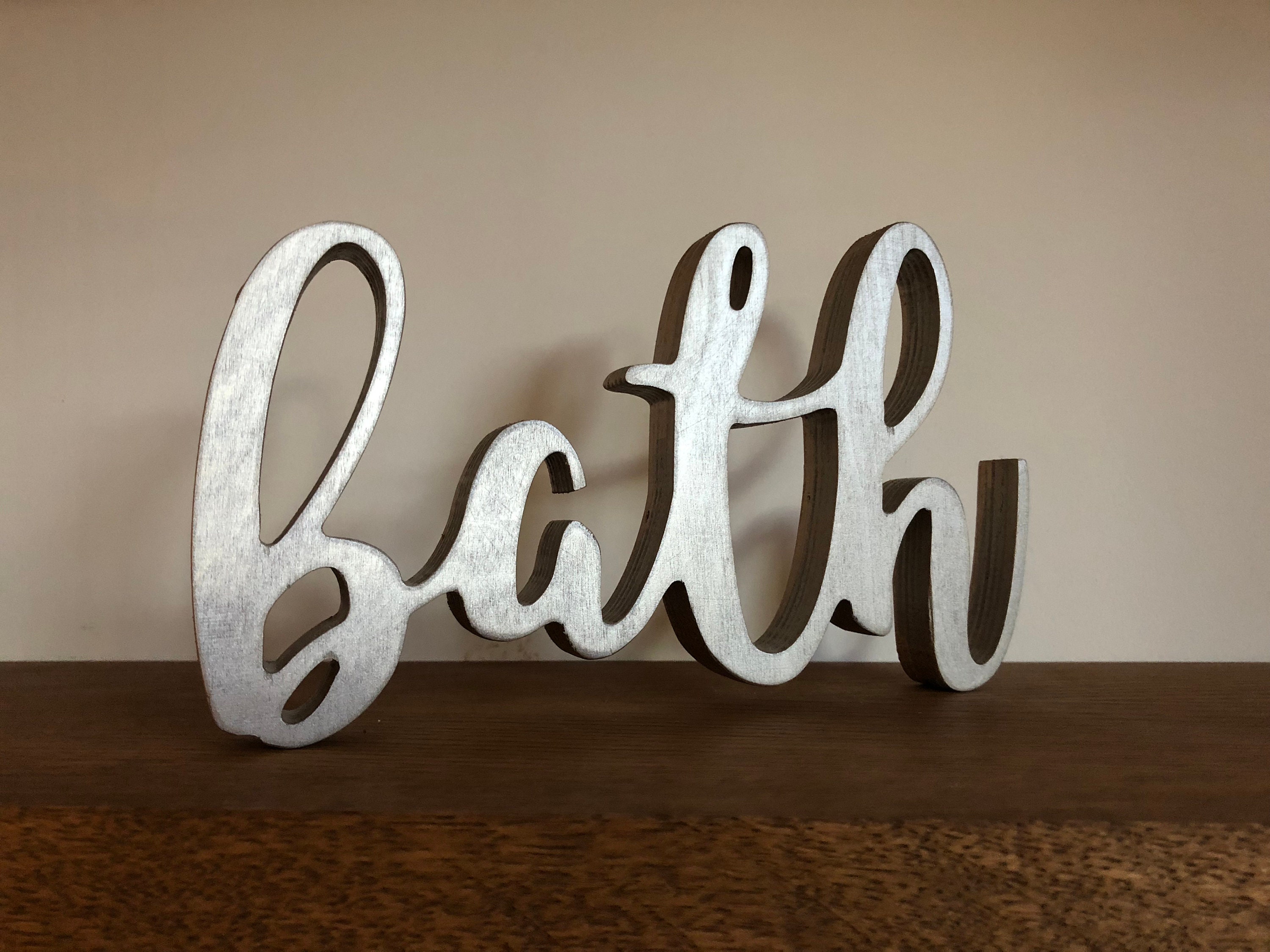 Bath Sign Rustic Wooden Letters Bathroom Wall Decor Home Decor Etsy UK