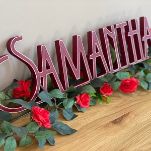 Placa de nome personalizada de madeira, letras de madeira 3D, placa de nome de decoração de festa, placa de nome de menina ou menino, letras para decoração de mesa